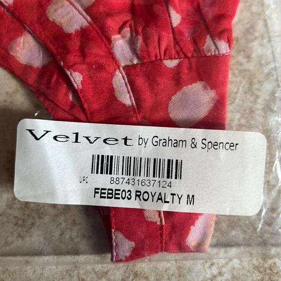 Velvet By Graham & Spencer Febe Royalty Sleeveless Red White Polka Dots Blouse M - Picture 3 of 6